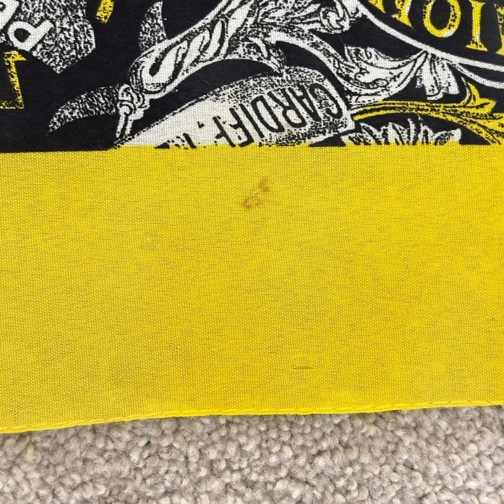Gianfranco Ferre Scarf Womens O/S Black Yellow Square Satin Workers Union Print
